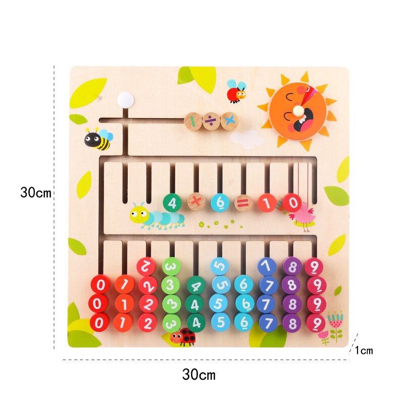 Color Hand-Moved Wooden Computing Board Early Education