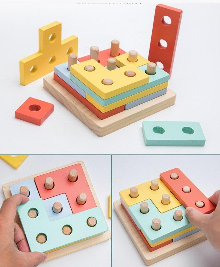 Montessori Toy - 4 in 1 Wooden Shape Sorter