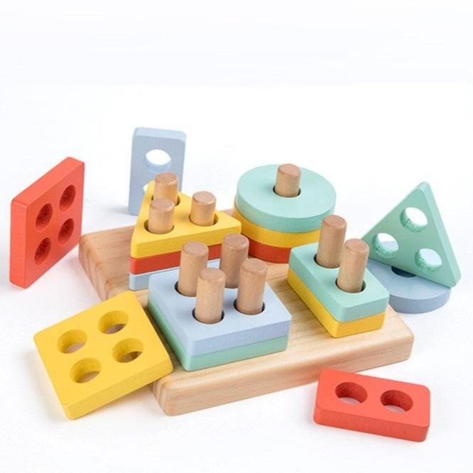 Montessori Toy - 4 in 1 Wooden Shape Sorter