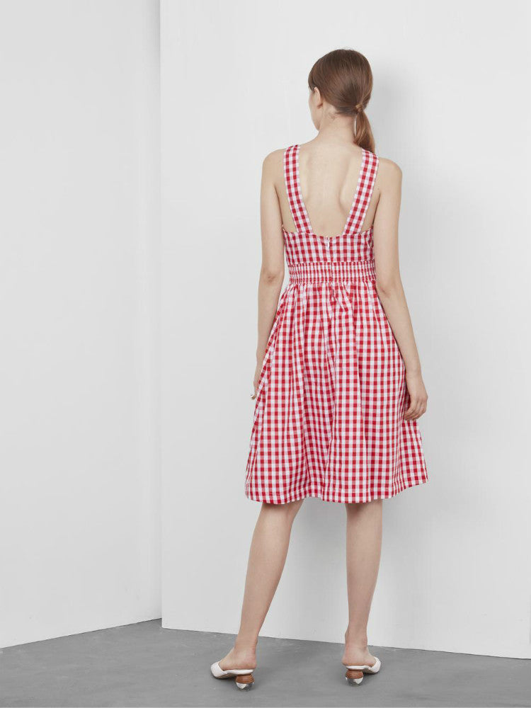 Red Plaid Resort Dress
